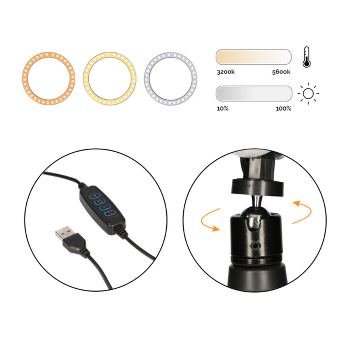Tripé Portátil Studio Live KSIX LED 14W Preto